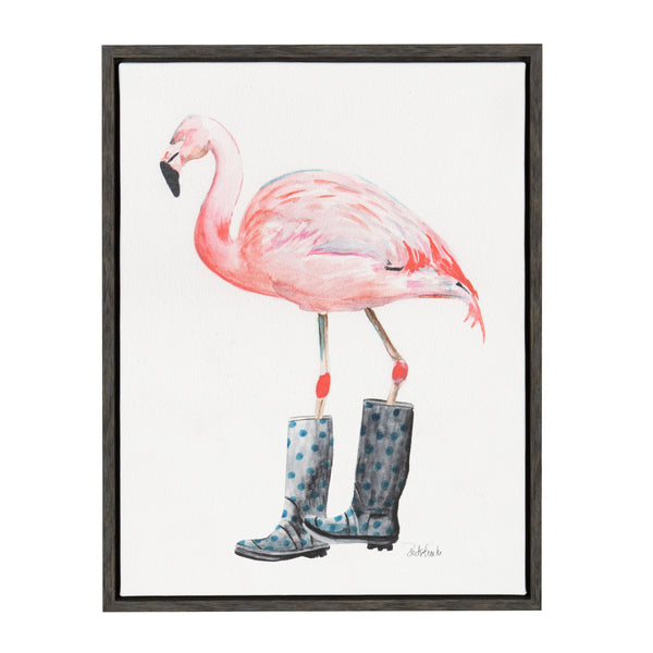 kate & laurel Sylvie Flamingo Framed Canvas Art by Jennifer Redstreake Geary