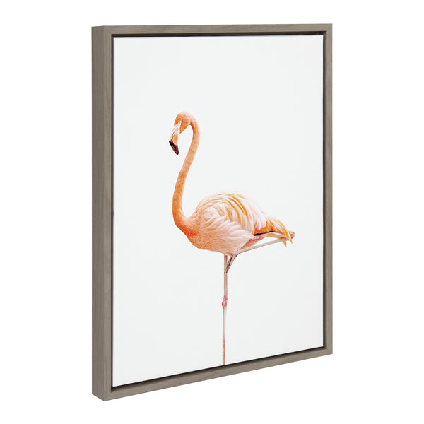 Kate & Laurel Sylvie Flamingo Standing Framed Canvas By Amy Peterson Art Studio