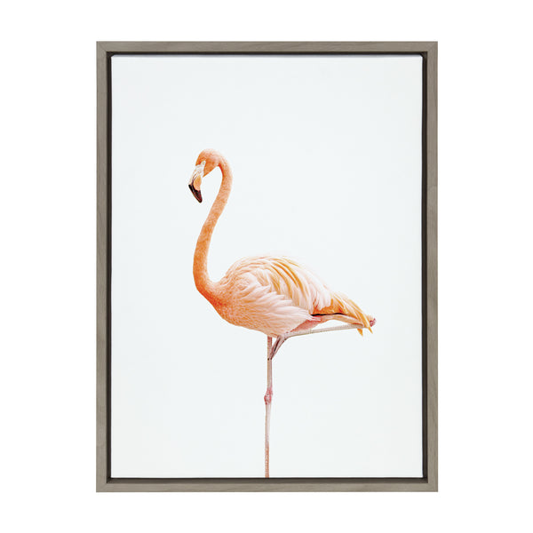 Kate & Laurel Sylvie Flamingo Standing Framed Canvas By Amy Peterson Art Studio