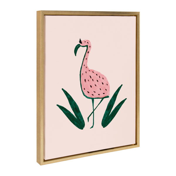 Kate & Laurel Sylvie Flamingo Watermelon Framed Canvas By Kendra Dandy