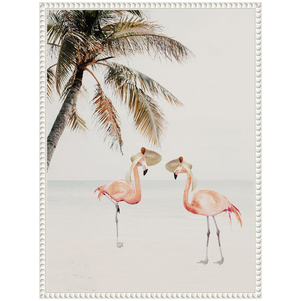 Kate & Laurel Sylvie Flamingos On Vacation Framed Canvas By July Art Prints