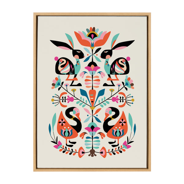 kate & laurel Sylvie Floral Bunny Framed Canvas By Rachel Lee of My Dream Wall