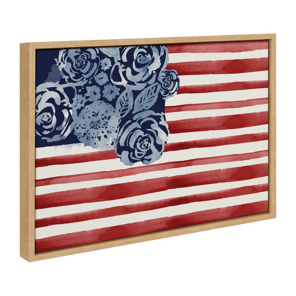 Kate & Laurel Sylvie Floral Flag Framed Canvas By Sara Berrenson