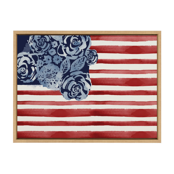 Kate & Laurel Sylvie Floral Flag Framed Canvas By Sara Berrenson