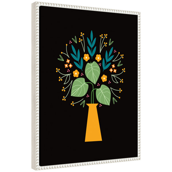 Kate & Laurel Sylvie Floral Yellow Vase Framed Canvas By Amber Leaders