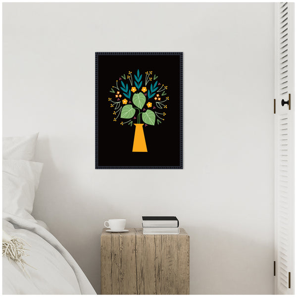 Kate & Laurel Sylvie Floral Yellow Vase Framed Canvas By Amber Leaders