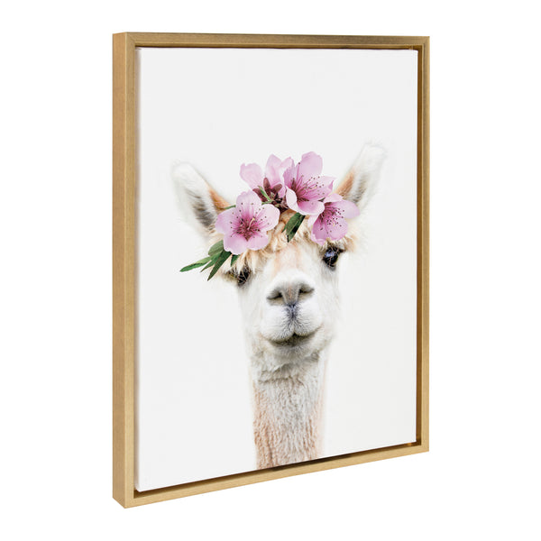 Kate & Laurel Sylvie Flower Crown Alpaca Framed Canvas By Amy Peterson Art Studio