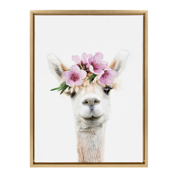 Kate & Laurel Sylvie Flower Crown Alpaca Framed Canvas By Amy Peterson Art Studio
