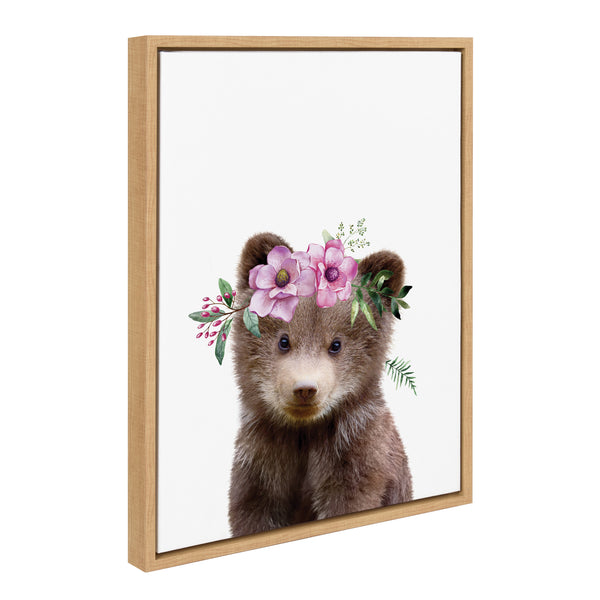 kate & laurel Sylvie Flower Crown Bear Framed Canvas by Amy Peterson Art Studio