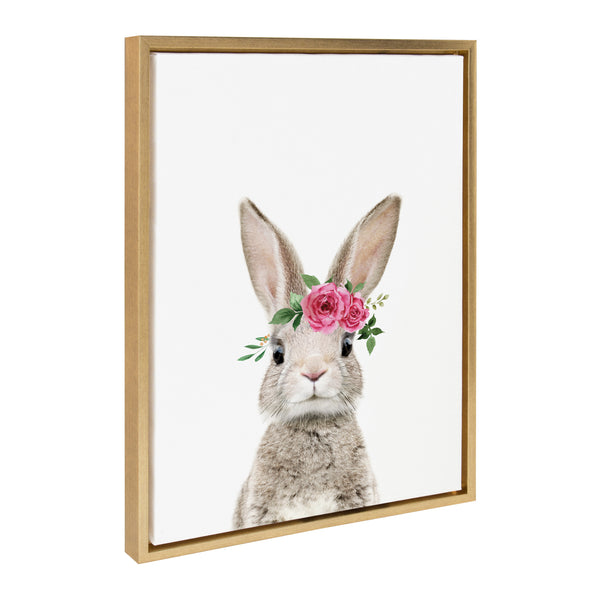 Kate & Laurel Sylvie Flower Crown Bunny Framed Canvas By Amy Peterson Art Studio
