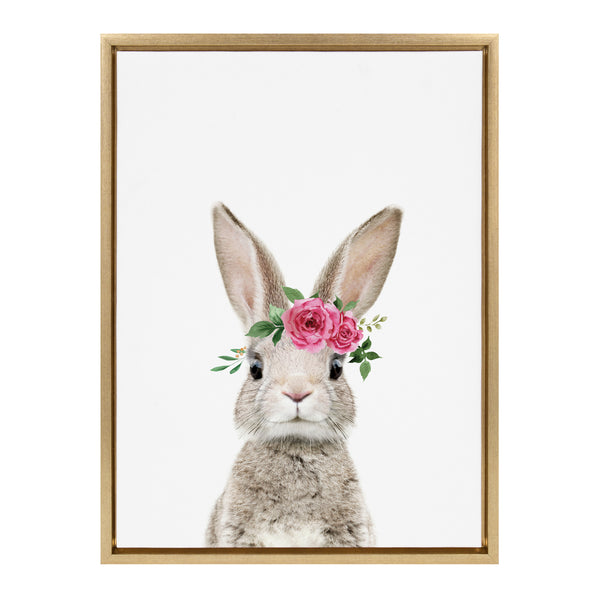 Kate & Laurel Sylvie Flower Crown Bunny Framed Canvas By Amy Peterson Art Studio