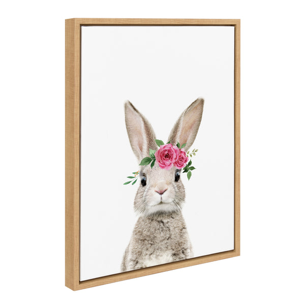 kate & laurel Sylvie Flower Crown Bunny Framed Canvas by Amy Peterson Art Studio