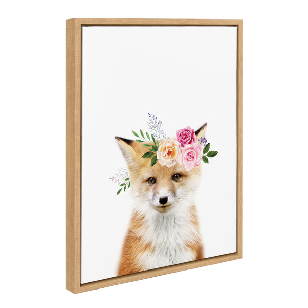 kate & laurel Sylvie Flower Crown Fox Framed Canvas by Amy Peterson Art Studio