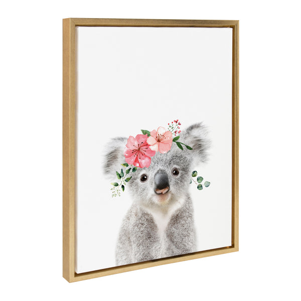 Kate & Laurel Sylvie Flower Crown Koala Framed Canvas By Amy Peterson Art Studio