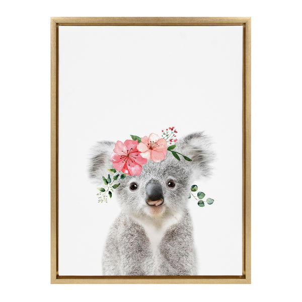 Kate & Laurel Sylvie Flower Crown Koala Framed Canvas By Amy Peterson Art Studio