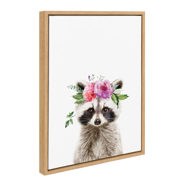 kate & laurel Sylvie Flower Crown Raccoon Framed Canvas by Amy Peterson Art Studio