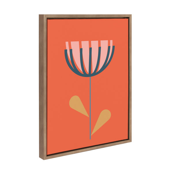 Kate & Laurel Sylvie Flower In Orange Framed Canvas By Apricot And Birch