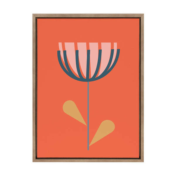 kate & laurel Sylvie Flower in Orange Framed Canvas by Apricot and Birch