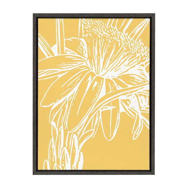 Kate & Laurel Sylvie Flower In Yellow Framed Canvas By Apricot And Birch