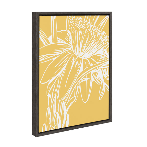 Kate & Laurel Sylvie Flower In Yellow Framed Canvas By Apricot And Birch