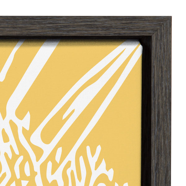 Kate & Laurel Sylvie Flower In Yellow Framed Canvas By Apricot And Birch