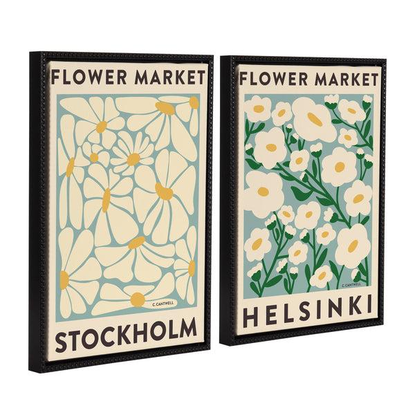 Kate & Laurel Sylvie Flower Market 1 And 2 Framed Canvas Art Set By Carrie Cantwell