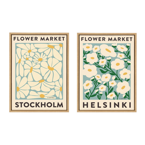 Kate & Laurel Sylvie Flower Market 1 And 2 Framed Canvas Art Set By Carrie Cantwell