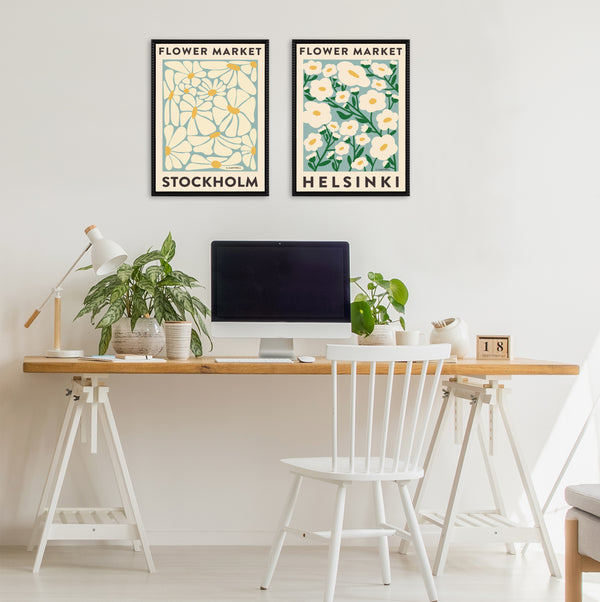 Kate & Laurel Sylvie Flower Market 1 And 2 Framed Canvas Art Set By Carrie Cantwell