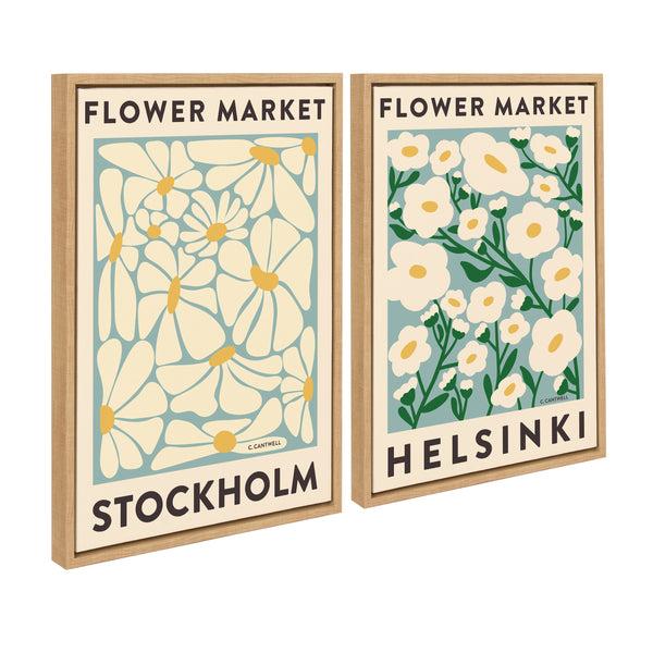 kate & laurel Sylvie Flower Market 1 and 2 Framed Canvas Art Set by Carrie Cantwell