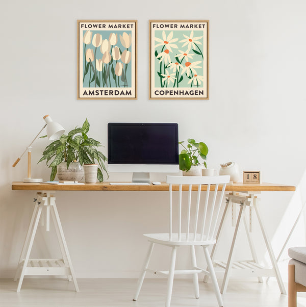 Kate & Laurel Sylvie Flower Market 3 And 4 Framed Canvas Art Set By Carrie Cantwell