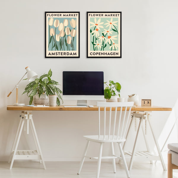 Kate & Laurel Sylvie Flower Market 3 And 4 Framed Canvas Art Set By Carrie Cantwell