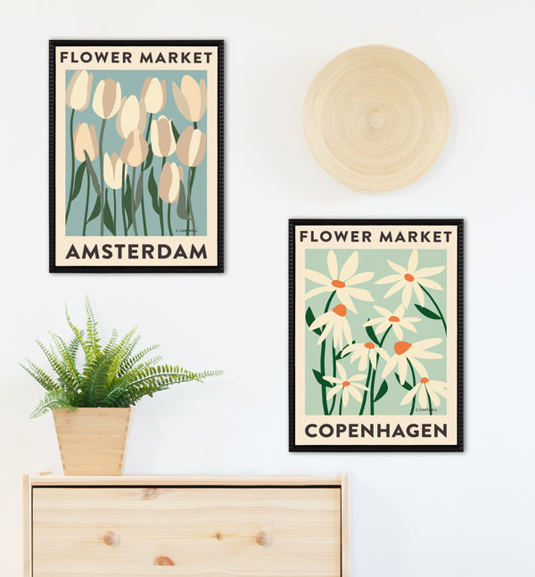 Kate & Laurel Sylvie Flower Market 3 And 4 Framed Canvas Art Set By Carrie Cantwell