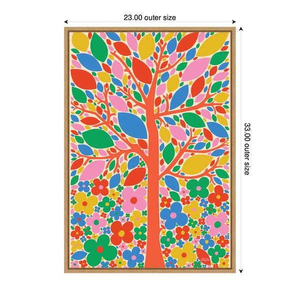 Kate & Laurel Sylvie Flower Tree Framed Canvas By Carrie Cantwell