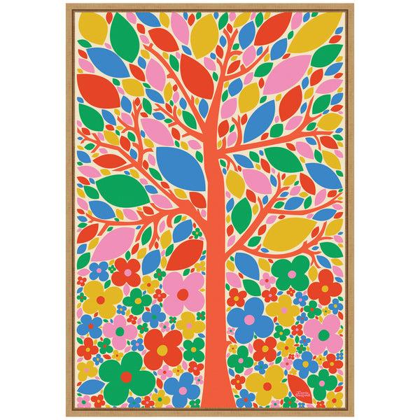 Kate & Laurel Sylvie Flower Tree Framed Canvas By Carrie Cantwell