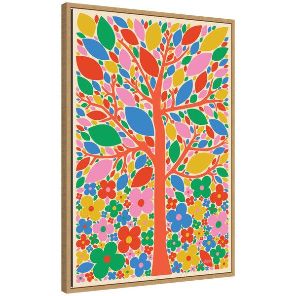 kate & laurel Sylvie Flower Tree Framed Canvas by Carrie Cantwell