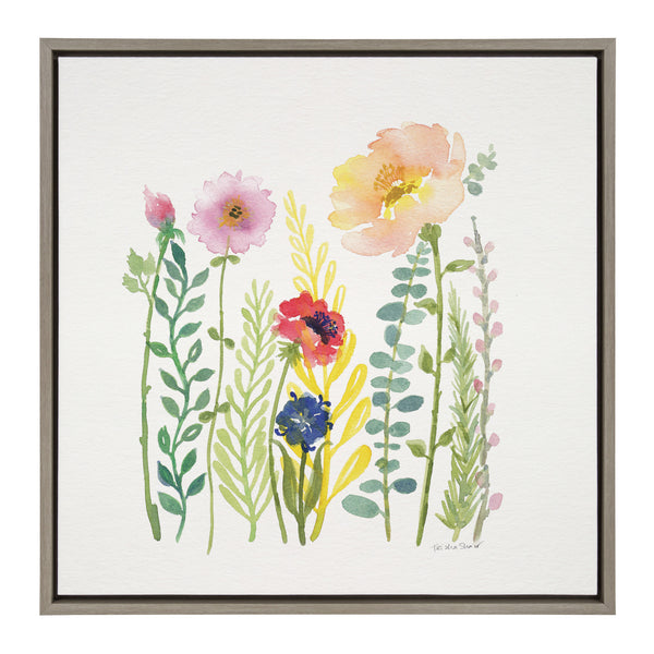 Kate & Laurel Sylvie Flowers And Ferns Framed Canvas By Patricia Shaw