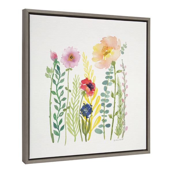 Kate & Laurel Sylvie Flowers And Ferns Framed Canvas By Patricia Shaw