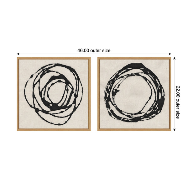 Kate & Laurel Sylvie Flowing Circle Abstracts - 2 Piece Framed Canvas Art Set By The Creative Bunch Studio