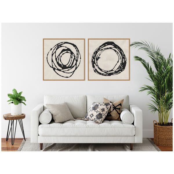Kate & Laurel Sylvie Flowing Circle Abstracts - 2 Piece Framed Canvas Art Set By The Creative Bunch Studio