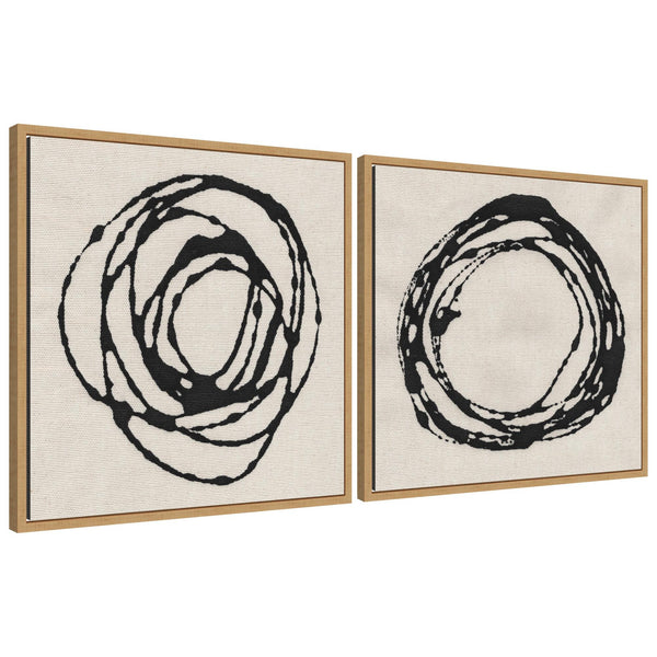 kate & laurel Sylvie Flowing Circle Abstracts - 2 Piece Framed Canvas Art Set by The Creative Bunch Studio