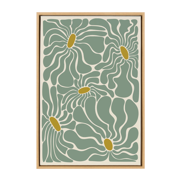 Kate & Laurel Sylvie Fluid Flowers 1 Framed Canvas By Carrie Cantwell