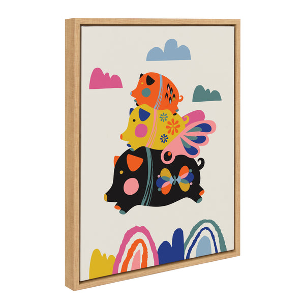 Kate & Laurel Sylvie Flying Pigs Framed Canvas By Rachel Lee Of My Dream Wall