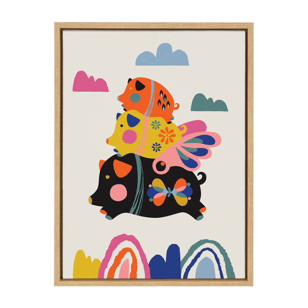 kate & laurel Sylvie Flying Pigs Framed Canvas by Rachel Lee of My Dream Wall