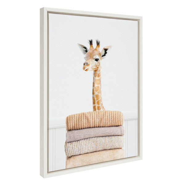 Kate & Laurel Sylvie Fold Giraffe Framed Canvas By Amy Peterson Art Studio