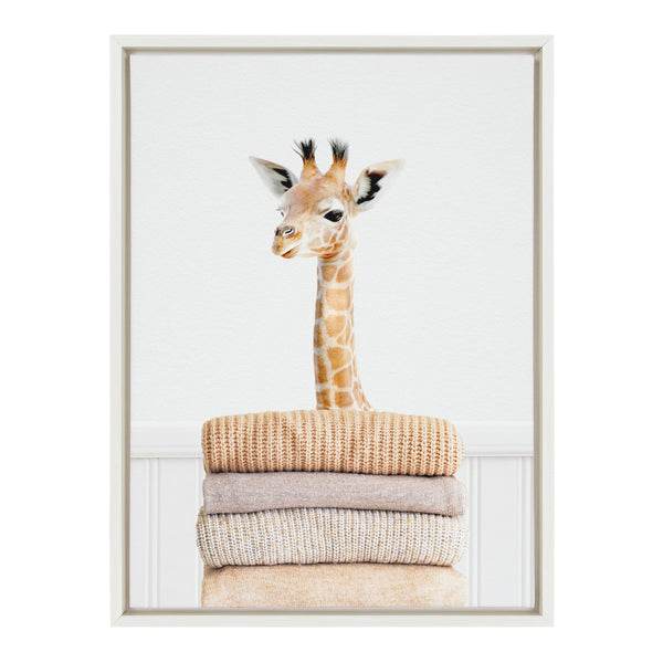Kate & Laurel Sylvie Fold Giraffe Framed Canvas By Amy Peterson Art Studio
