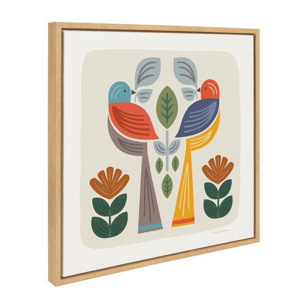 kate & laurel Sylvie Folk Birds Harvest Framed Canvas by Carey Copeland