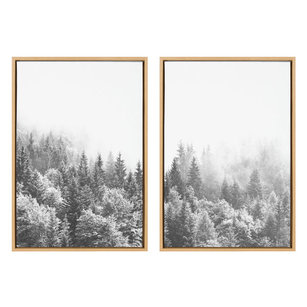 Kate & Laurel Sylvie Forest On A Foggy Day Black And White Framed Canvas Set By The Creative Bunch Studio