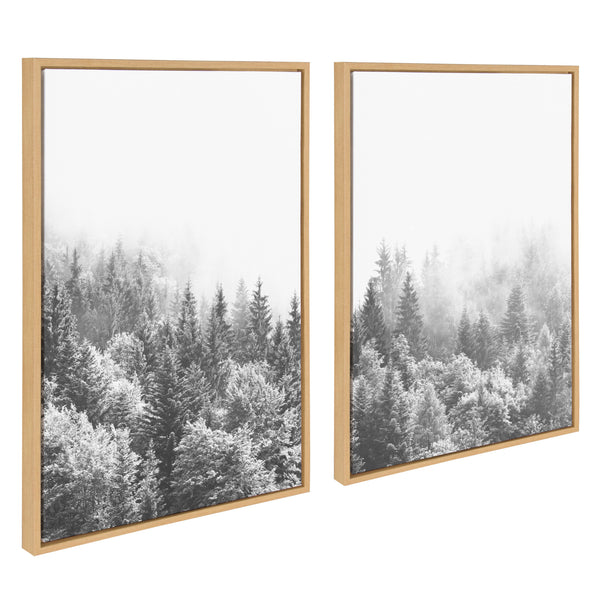 Kate & Laurel Sylvie Forest On A Foggy Day Black And White Framed Canvas Set By The Creative Bunch Studio