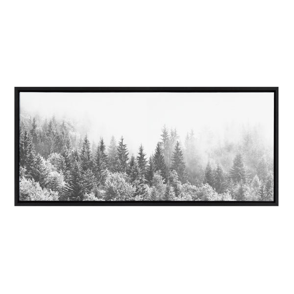 Kate & Laurel Sylvie Forest On A Foggy Day BW Framed Canvas By The Creative Bunch Studio