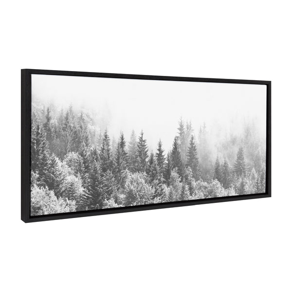 Kate & Laurel Sylvie Forest On A Foggy Day BW Framed Canvas By The Creative Bunch Studio